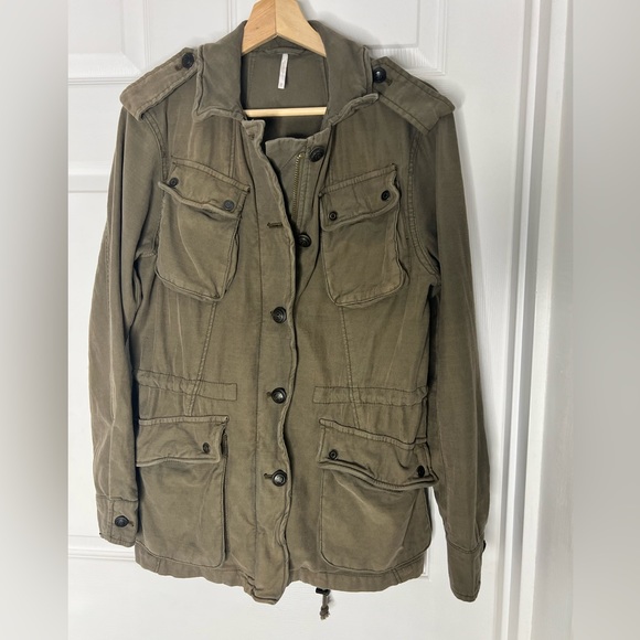 Free People Olive Green Utility Jacket Sz XS - Picture 6 of 12